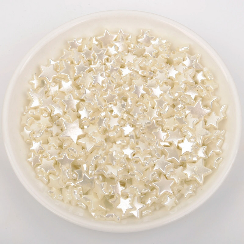 50Gb Baltas Pentagrammas krelles Zvaigznes Akrila Atstatnes Pērlītes Juvelierizstrādājumu izgatavošanai DIY Rokassprādzes Kaklarotas Aksesuāri Roku darbs 8-14mm
