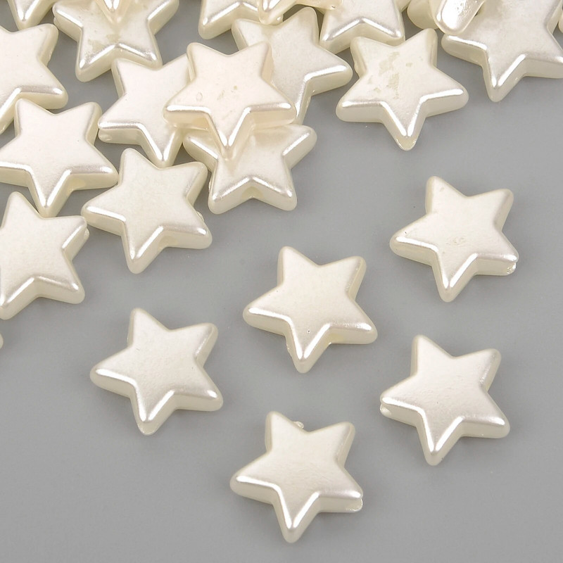 50Gb Baltas Pentagrammas krelles Zvaigznes Akrila Atstatnes Pērlītes Juvelierizstrādājumu izgatavošanai DIY Rokassprādzes Kaklarotas Aksesuāri Roku darbs 8-14mm