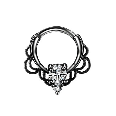 1 ΤΕΜ. Χάλκινα γοτθικά δαχτυλίδια με στεφάνι μύτης Κρυστάλλινα έλικα αυτιού Clicker piercings Daith Rook Nariz Σκουλαρίκια διάφραγμα Piercing κοσμήματα