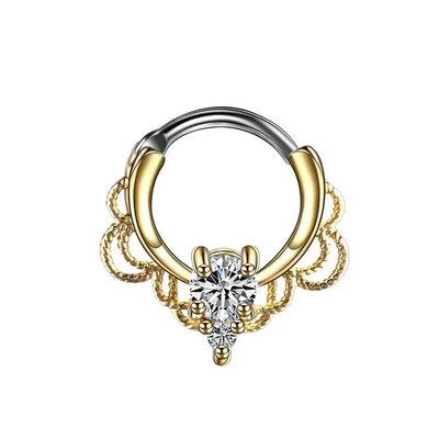 1 ΤΕΜ. Χάλκινα γοτθικά δαχτυλίδια με στεφάνι μύτης Κρυστάλλινα έλικα αυτιού Clicker piercings Daith Rook Nariz Σκουλαρίκια διάφραγμα Piercing κοσμήματα