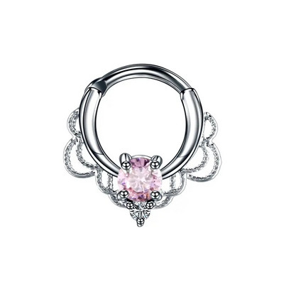 1 ΤΕΜ. Χάλκινα γοτθικά δαχτυλίδια με στεφάνι μύτης Κρυστάλλινα έλικα αυτιού Clicker piercings Daith Rook Nariz Σκουλαρίκια διάφραγμα Piercing κοσμήματα