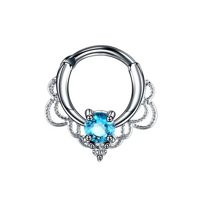 1 ΤΕΜ. Χάλκινα γοτθικά δαχτυλίδια με στεφάνι μύτης Κρυστάλλινα έλικα αυτιού Clicker piercings Daith Rook Nariz Σκουλαρίκια διάφραγμα Piercing κοσμήματα