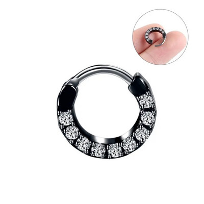 1 ΤΕΜ. Χάλκινα γοτθικά δαχτυλίδια με στεφάνι μύτης Κρυστάλλινα έλικα αυτιού Clicker piercings Daith Rook Nariz Σκουλαρίκια διάφραγμα Piercing κοσμήματα