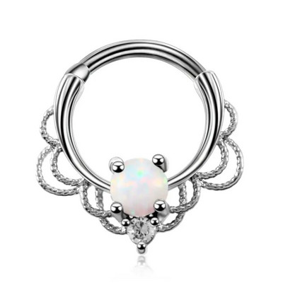 1 ΤΕΜ. Χάλκινα γοτθικά δαχτυλίδια με στεφάνι μύτης Κρυστάλλινα έλικα αυτιού Clicker piercings Daith Rook Nariz Σκουλαρίκια διάφραγμα Piercing κοσμήματα