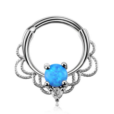 1 ΤΕΜ. Χάλκινα γοτθικά δαχτυλίδια με στεφάνι μύτης Κρυστάλλινα έλικα αυτιού Clicker piercings Daith Rook Nariz Σκουλαρίκια διάφραγμα Piercing κοσμήματα