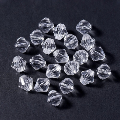 10-300 gab 4-16 mm slīpētas akrila krelles, caurspīdīgas baltas, vaļīgas starplikas krelles, kas paredzētas DIY rokassprādzes kaklarotas rotaslietu izgatavošanai.