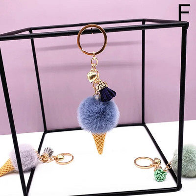 Brelocuri noi cu înghețată pentru femei bărbați, cu pompon de pluș, breloc, inele, pandantiv, suport pentru breloc, geantă, bijuterii, cadouri