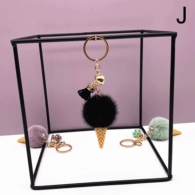 Brelocuri noi cu înghețată pentru femei bărbați, cu pompon de pluș, breloc, inele, pandantiv, suport pentru breloc, geantă, bijuterii, cadouri