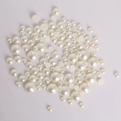 1,5/2/2,5/3/4/5/6/7/8/10/12/14 mm pusapaļas akrila imitācijas plakanas pērļu krelles juvelierizstrādājumu izgatavošanai / Nagu māksla / tālruņa dekors