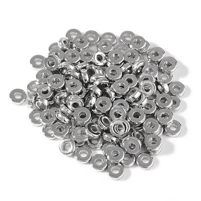 100 τμχ/Παρτίδα CCB Beads KC Gold Sliver επιμεταλλωμένα στρογγυλά επίπεδες χάντρες τροχού Loose spacers χάντρες για κοσμήματα κατασκευής DIY βραχιόλι κολιέ