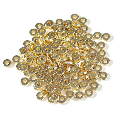 100 τμχ/Παρτίδα CCB Beads KC Gold Sliver επιμεταλλωμένα στρογγυλά επίπεδες χάντρες τροχού Loose spacers χάντρες για κοσμήματα κατασκευής DIY βραχιόλι κολιέ