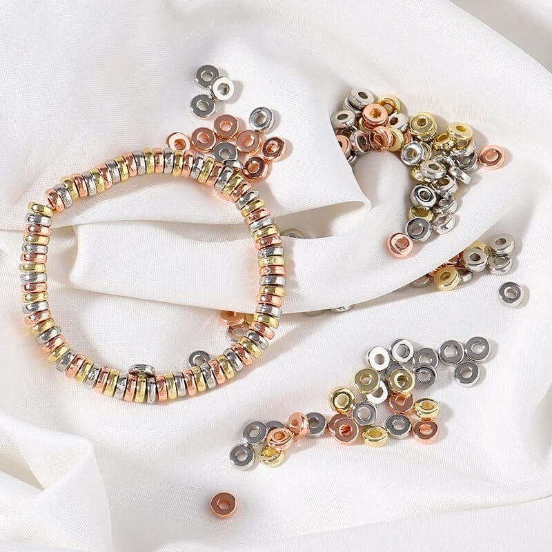 100 τμχ/Παρτίδα CCB Beads KC Gold Sliver επιμεταλλωμένα στρογγυλά επίπεδες χάντρες τροχού Loose spacers χάντρες για κοσμήματα κατασκευής DIY βραχιόλι κολιέ