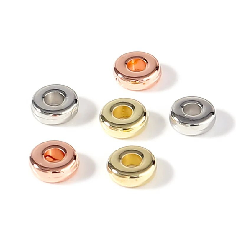 100 τμχ/Παρτίδα CCB Beads KC Gold Sliver επιμεταλλωμένα στρογγυλά επίπεδες χάντρες τροχού Loose spacers χάντρες για κοσμήματα κατασκευής DIY βραχιόλι κολιέ