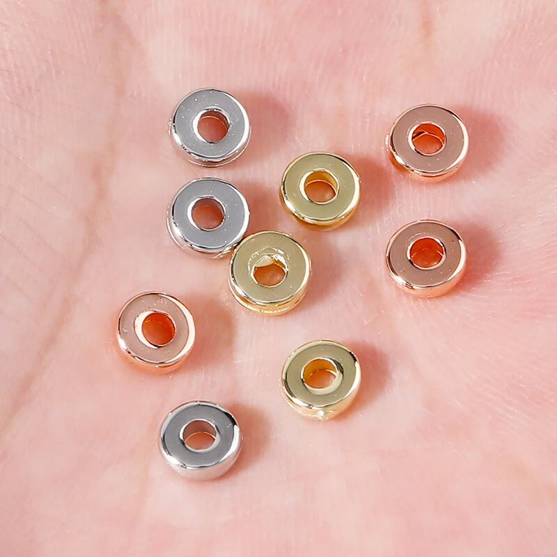 100 τμχ/Παρτίδα CCB Beads KC Gold Sliver επιμεταλλωμένα στρογγυλά επίπεδες χάντρες τροχού Loose spacers χάντρες για κοσμήματα κατασκευής DIY βραχιόλι κολιέ