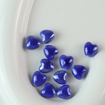 10 τεμ. 12 χιλιοστών Σχήμα καρδιάς Γυαλιστερές γυαλιστερές κεραμικές χάντρες Πορσελάνη Χαλαρές χάντρες για κοσμήματα που κατασκευάζουν χειροτεχνία με βραχιόλια κολιέ