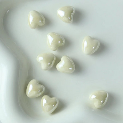 10 tk 12 mm südamekujulised läikivad läikivad keraamilised helmed portselanist lahtised vahehelmed ehete valmistamiseks DIY käevõru kaelakee käsitöö