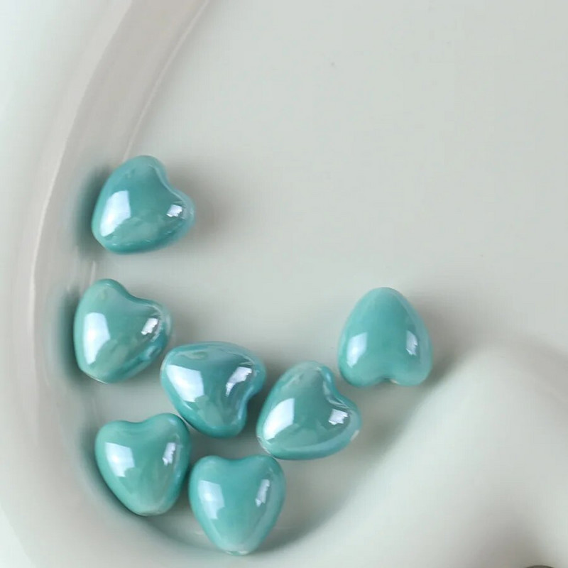 10 tk 12 mm südamekujulised läikivad läikivad keraamilised helmed portselanist lahtised vahehelmed ehete valmistamiseks DIY käevõru kaelakee käsitöö