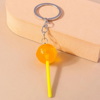 Lovely Resin Candy Lollipop Μπρελόκ Μίνι τρισδιάστατη προσομοίωση Μπρελόκ φαγητού για άνδρες Γυναικεία μενταγιόν τσάντα χειρός DIY Παιδικά κοσμήματα δώρα