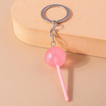Lovely Resin Candy Lollipop Μπρελόκ Μίνι τρισδιάστατη προσομοίωση Μπρελόκ φαγητού για άνδρες Γυναικεία μενταγιόν τσάντα χειρός DIY Παιδικά κοσμήματα δώρα