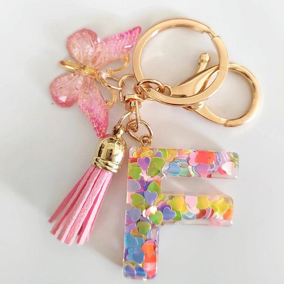 AZ sapņains fliteru burtu atslēgu piekariņš sievietēm pušķis, tauriņš, kulons, sākotnējais atslēgu piekariņš, somiņa, piekarināma, piekariņi