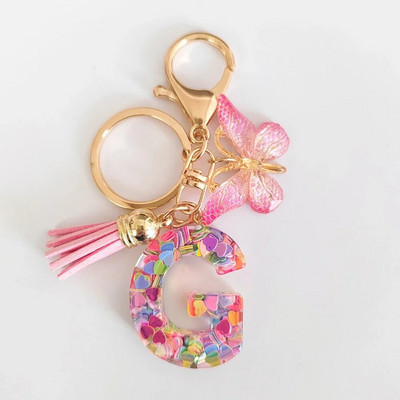 AZ sapņains fliteru burtu atslēgu piekariņš sievietēm pušķis, tauriņš, kulons, sākotnējais atslēgu piekariņš, somiņa, piekarināma, piekariņi