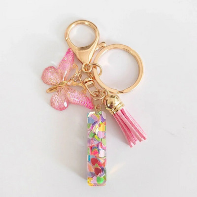 AZ sapņains fliteru burtu atslēgu piekariņš sievietēm pušķis, tauriņš, kulons, sākotnējais atslēgu piekariņš, somiņa, piekarināma, piekariņi