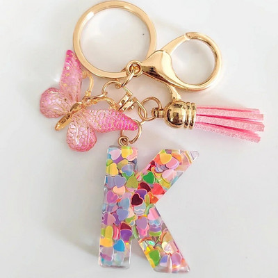 AZ sapņains fliteru burtu atslēgu piekariņš sievietēm pušķis, tauriņš, kulons, sākotnējais atslēgu piekariņš, somiņa, piekarināma, piekariņi