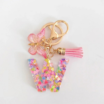 AZ sapņains fliteru burtu atslēgu piekariņš sievietēm pušķis, tauriņš, kulons, sākotnējais atslēgu piekariņš, somiņa, piekarināma, piekariņi