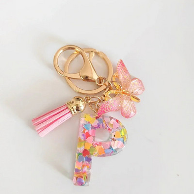 AZ sapņains fliteru burtu atslēgu piekariņš sievietēm pušķis, tauriņš, kulons, sākotnējais atslēgu piekariņš, somiņa, piekarināma, piekariņi