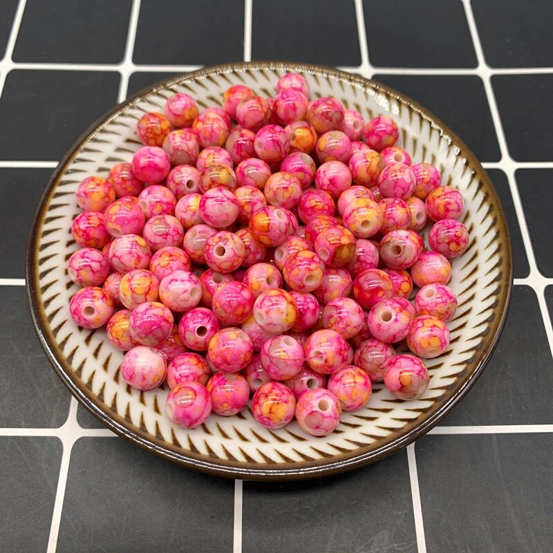 8 mm–10 mm apaļas formas krelles, rotaslietas, akrila krelles, daudzkrāsainas, brīvas pērlītes, rotaslietas, DIY aksesuāri