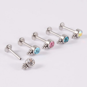 1 τμχ G23 Titanium & Steel Zircon Labret Lip Ring Ear Stud Ear Tragus Cartilage Helix Conch Lobe Piercing Σκουλαρίκια Body Jewelry 16g