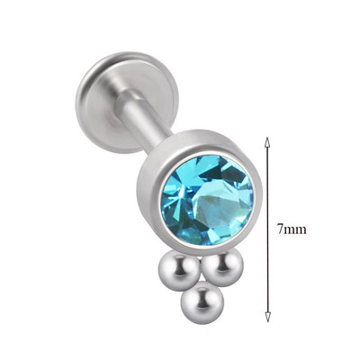 1 τμχ G23 Titanium & Steel Zircon Labret Lip Ring Ear Stud Ear Tragus Cartilage Helix Conch Lobe Piercing Σκουλαρίκια Body Jewelry 16g