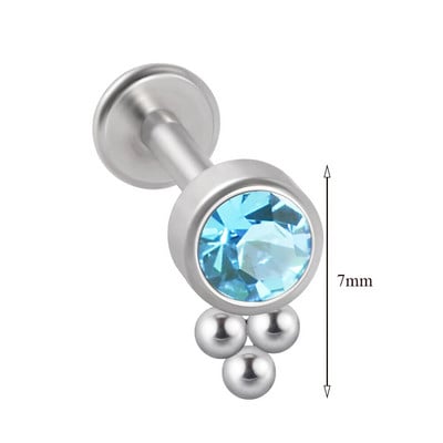 1 τμχ G23 Titanium & Steel Zircon Labret Lip Ring Ear Stud Ear Tragus Cartilage Helix Conch Lobe Piercing Σκουλαρίκια Body Jewelry 16g