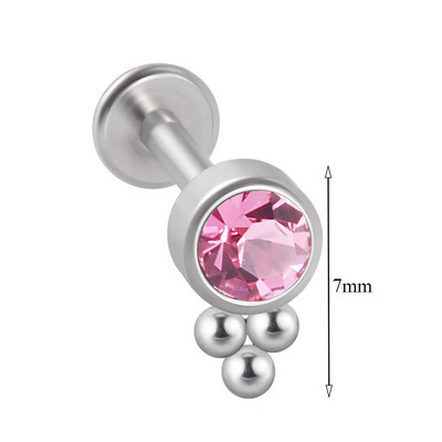 1 τμχ G23 Titanium & Steel Zircon Labret Lip Ring Ear Stud Ear Tragus Cartilage Helix Conch Lobe Piercing Σκουλαρίκια Body Jewelry 16g