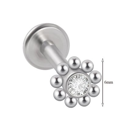 1 τμχ G23 Titanium & Steel Zircon Labret Lip Ring Ear Stud Ear Tragus Cartilage Helix Conch Lobe Piercing Σκουλαρίκια Body Jewelry 16g