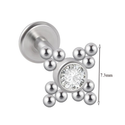 1 τμχ G23 Titanium & Steel Zircon Labret Lip Ring Ear Stud Ear Tragus Cartilage Helix Conch Lobe Piercing Σκουλαρίκια Body Jewelry 16g