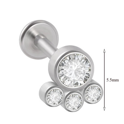 1 τμχ G23 Titanium & Steel Zircon Labret Lip Ring Ear Stud Ear Tragus Cartilage Helix Conch Lobe Piercing Σκουλαρίκια Body Jewelry 16g