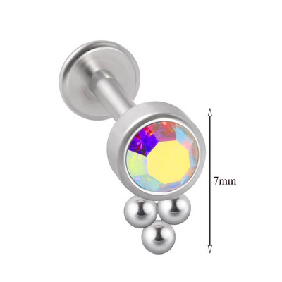 1 τμχ G23 Titanium & Steel Zircon Labret Lip Ring Ear Stud Ear Tragus Cartilage Helix Conch Lobe Piercing Σκουλαρίκια Body Jewelry 16g