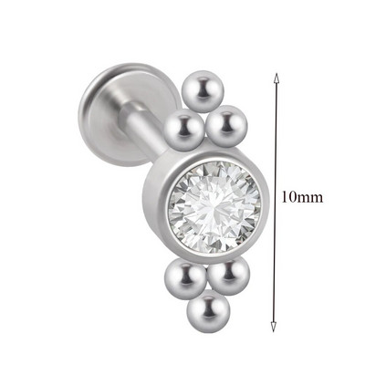 1 τμχ G23 Titanium & Steel Zircon Labret Lip Ring Ear Stud Ear Tragus Cartilage Helix Conch Lobe Piercing Σκουλαρίκια Body Jewelry 16g