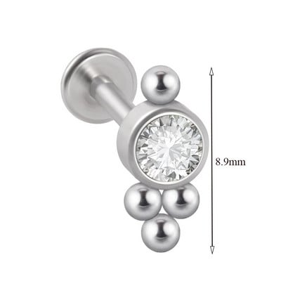 1 τμχ G23 Titanium & Steel Zircon Labret Lip Ring Ear Stud Ear Tragus Cartilage Helix Conch Lobe Piercing Σκουλαρίκια Body Jewelry 16g