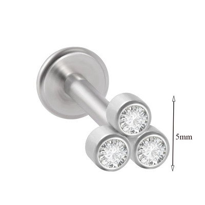 1 τμχ G23 Titanium & Steel Zircon Labret Lip Ring Ear Stud Ear Tragus Cartilage Helix Conch Lobe Piercing Σκουλαρίκια Body Jewelry 16g