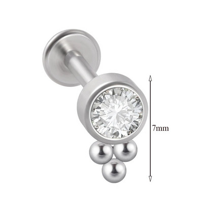 1 τμχ G23 Titanium & Steel Zircon Labret Lip Ring Ear Stud Ear Tragus Cartilage Helix Conch Lobe Piercing Σκουλαρίκια Body Jewelry 16g