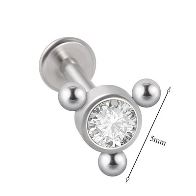 1 τμχ G23 Titanium & Steel Zircon Labret Lip Ring Ear Stud Ear Tragus Cartilage Helix Conch Lobe Piercing Σκουλαρίκια Body Jewelry 16g