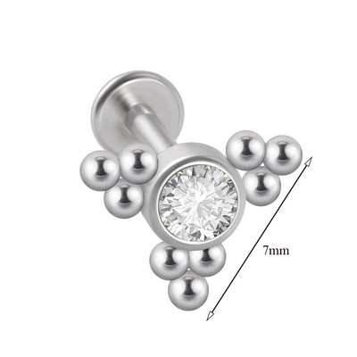 1 τμχ G23 Titanium & Steel Zircon Labret Lip Ring Ear Stud Ear Tragus Cartilage Helix Conch Lobe Piercing Σκουλαρίκια Body Jewelry 16g