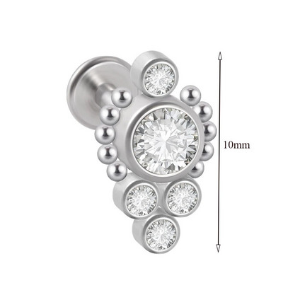 1 τμχ G23 Titanium & Steel Zircon Labret Lip Ring Ear Stud Ear Tragus Cartilage Helix Conch Lobe Piercing Σκουλαρίκια Body Jewelry 16g
