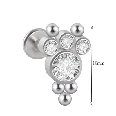 1 τμχ G23 Titanium & Steel Zircon Labret Lip Ring Ear Stud Ear Tragus Cartilage Helix Conch Lobe Piercing Σκουλαρίκια Body Jewelry 16g