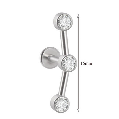 1 τμχ G23 Titanium & Steel Zircon Labret Lip Ring Ear Stud Ear Tragus Cartilage Helix Conch Lobe Piercing Σκουλαρίκια Body Jewelry 16g