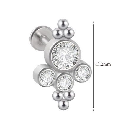 1 τμχ G23 Titanium & Steel Zircon Labret Lip Ring Ear Stud Ear Tragus Cartilage Helix Conch Lobe Piercing Σκουλαρίκια Body Jewelry 16g
