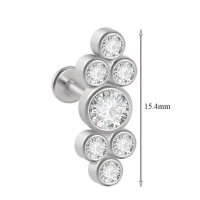 1 τμχ G23 Titanium & Steel Zircon Labret Lip Ring Ear Stud Ear Tragus Cartilage Helix Conch Lobe Piercing Σκουλαρίκια Body Jewelry 16g