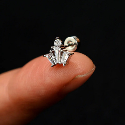 1 τμχ Σκουλαρίκι από ανοξείδωτο ατσάλι για γυναίκες Μίνι χόνδρος επίπεδος διάτρητος κρύσταλλος CZ χόνδρος Tragus Lobe Σκουλαρίκια Σώμα Κοσμήματα